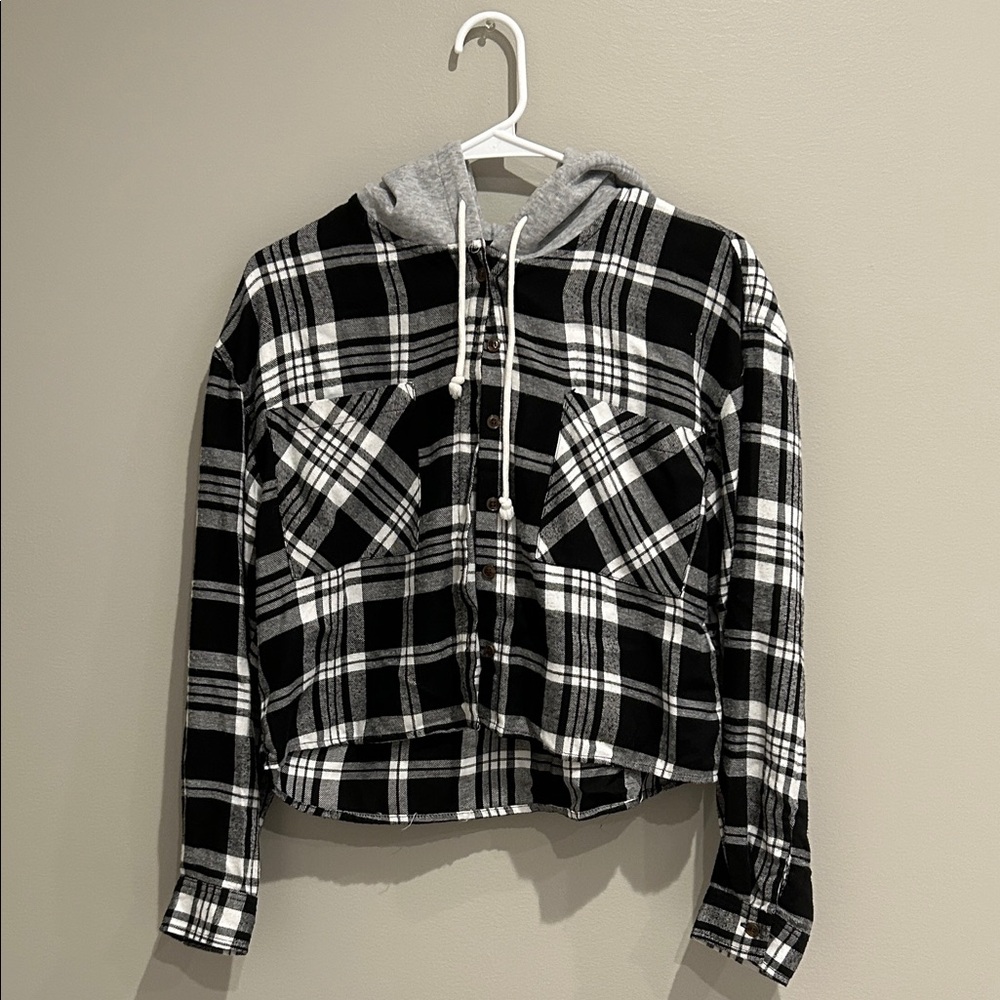 Hippie Rose Monochrome Plaid Hoodie
